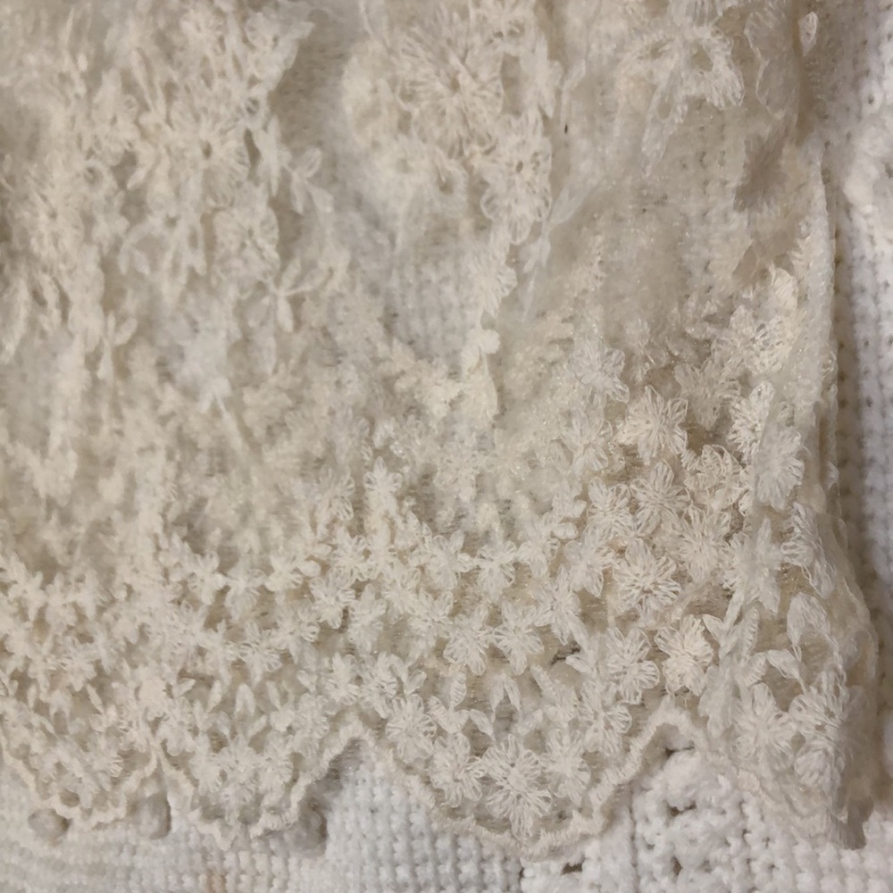 Love Letter Sheer Lace Ivory White Layering Top Blouse Size Small - Picture 4 of 9